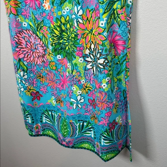 Lilly Pulitzer Adalina Romper Sea Breeze Blue Walking on Sunshine print size 10 - Picture 4 of 10